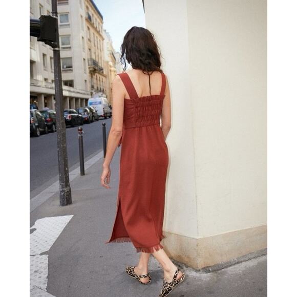 NANUSHKA RILEY BUTTON DOWN DRESS WITH FRINGE Size Small Red - Picture 2 of 13